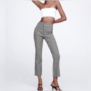 Zara Gingham Mini Flare Pants - Medium
